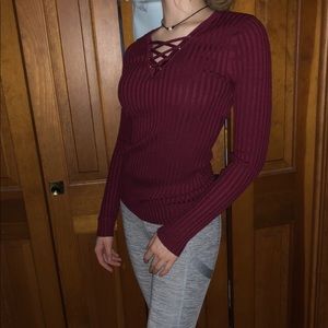 Ribbed, Ruby Red, Top